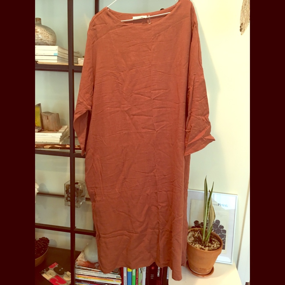 Linen Blend Shift Dress